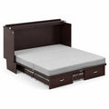 Klappbares Wandbett mit Matratze und Schubladen aus MDF Walnussfarben 200x160 cm