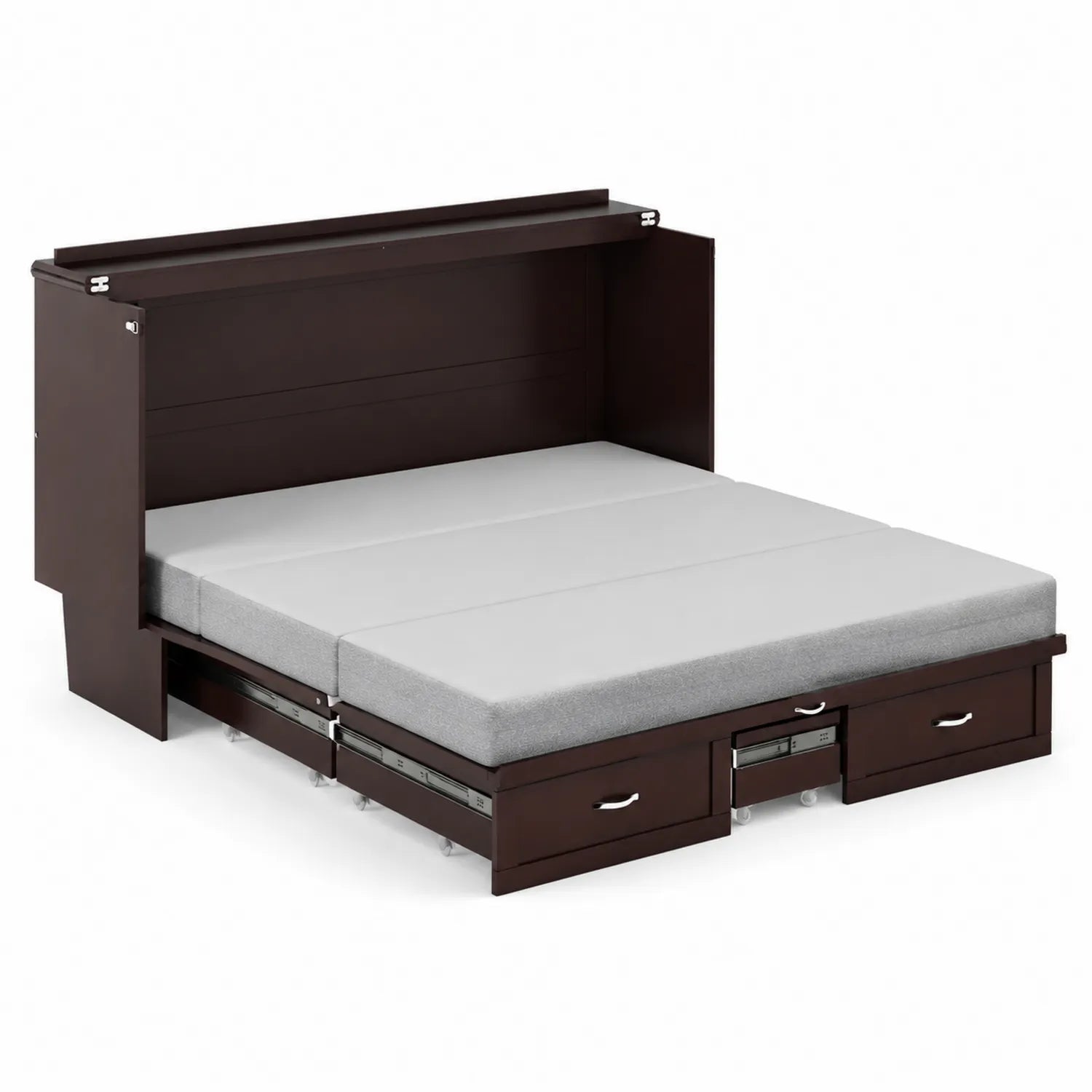Klappbares Wandbett mit Matratze und Schubladen aus MDF Walnussfarben 200x160 cm
