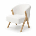 Lounge Sessel Holz Stoff Weiß