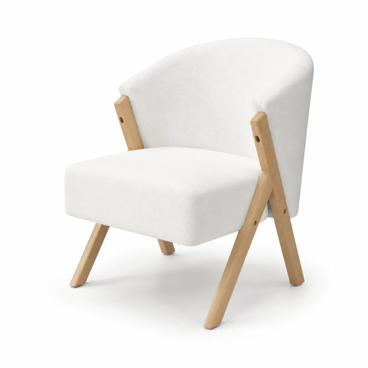 Lounge Sessel Holz Stoff Weiß