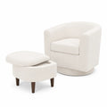 Drehbarer Polsterstuhl Set mit Hocker Hellbeige