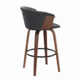 Barhocker aus Holz und PU-Leder Schwarz 110cm