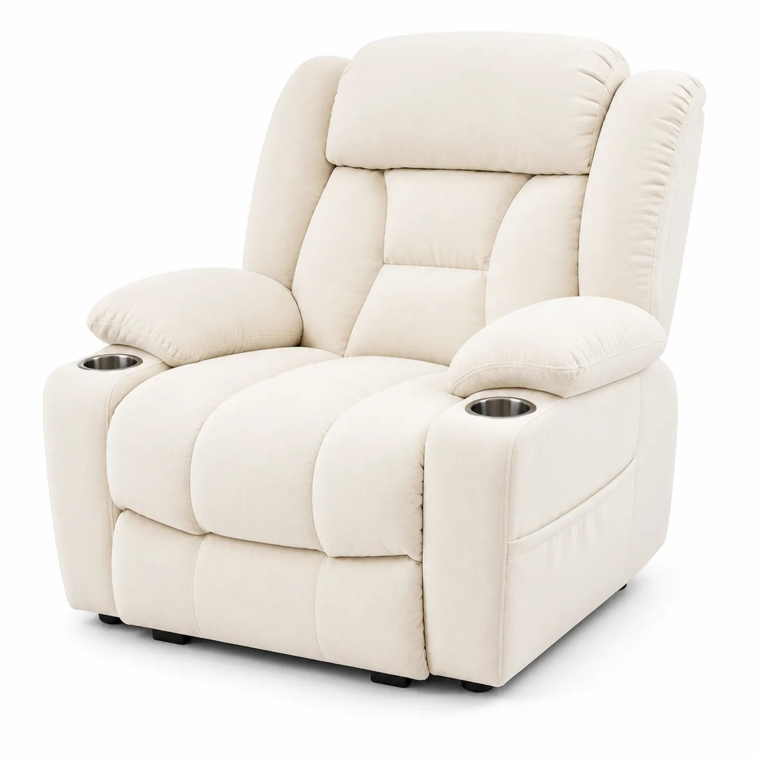 Relaxsessel Mikrofaser Beige mit Getränkehaltern