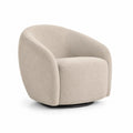 Drehsessel Bouclé Stoff Holz Beige
