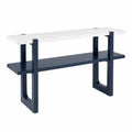 Konsolentisch Rechteckig mit Marmor-Oberfläche 120x40x80 cm Metall Blau/Weiß