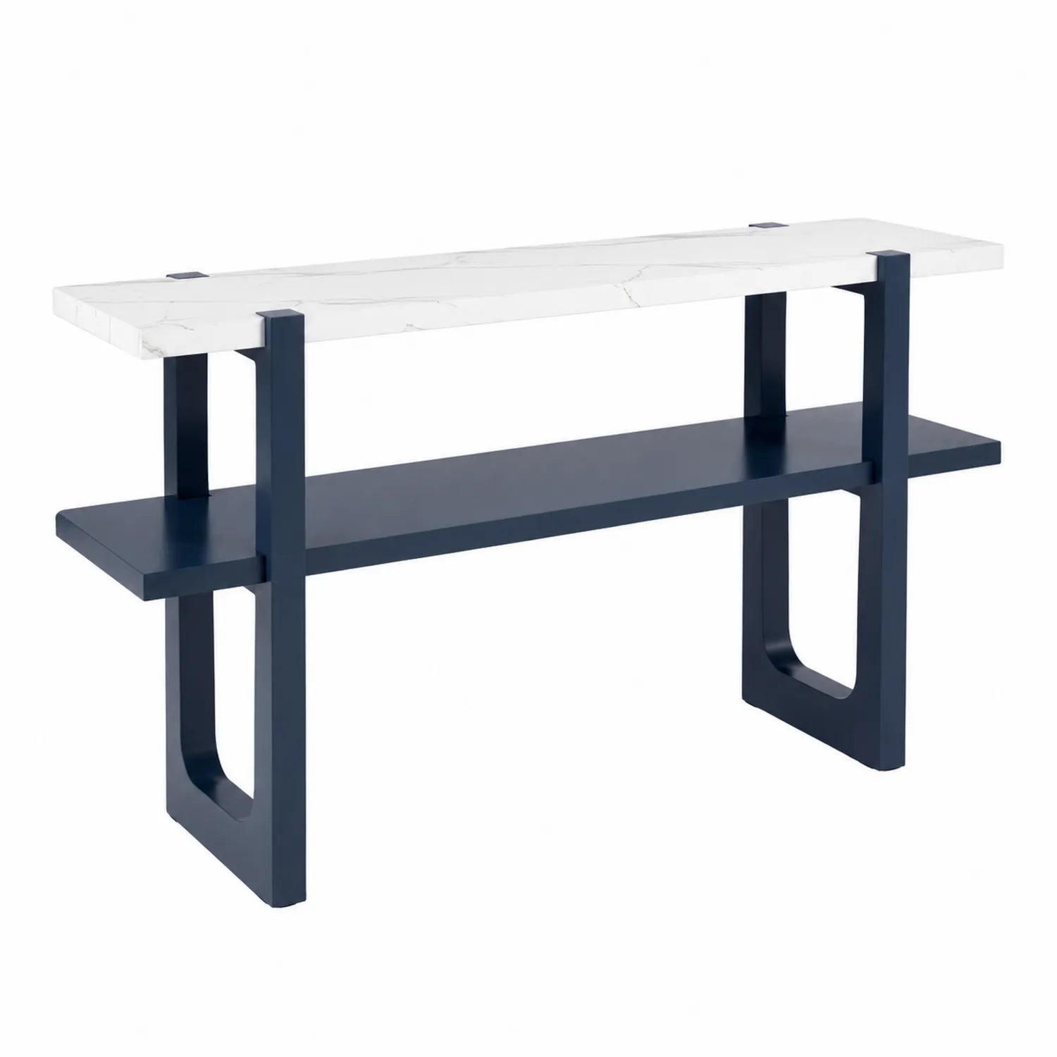 Konsolentisch Rechteckig mit Marmor-Oberfläche 120x40x80 cm Metall Blau/Weiß