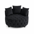 Rundes Sofa mit Kissen, Samt, Schwarz, Durchmesser 120 cm