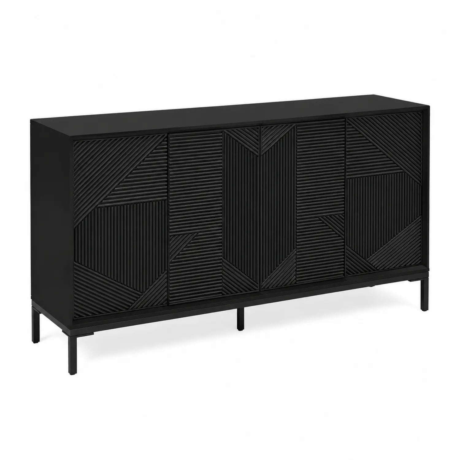 Sideboard aus Holzwerkstoff und Metall, Schwarz