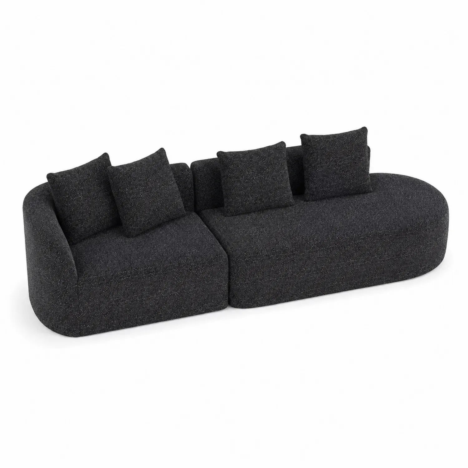 Modulares Sofa Set 4-Sitzer Dunkelgrau mit Kissen