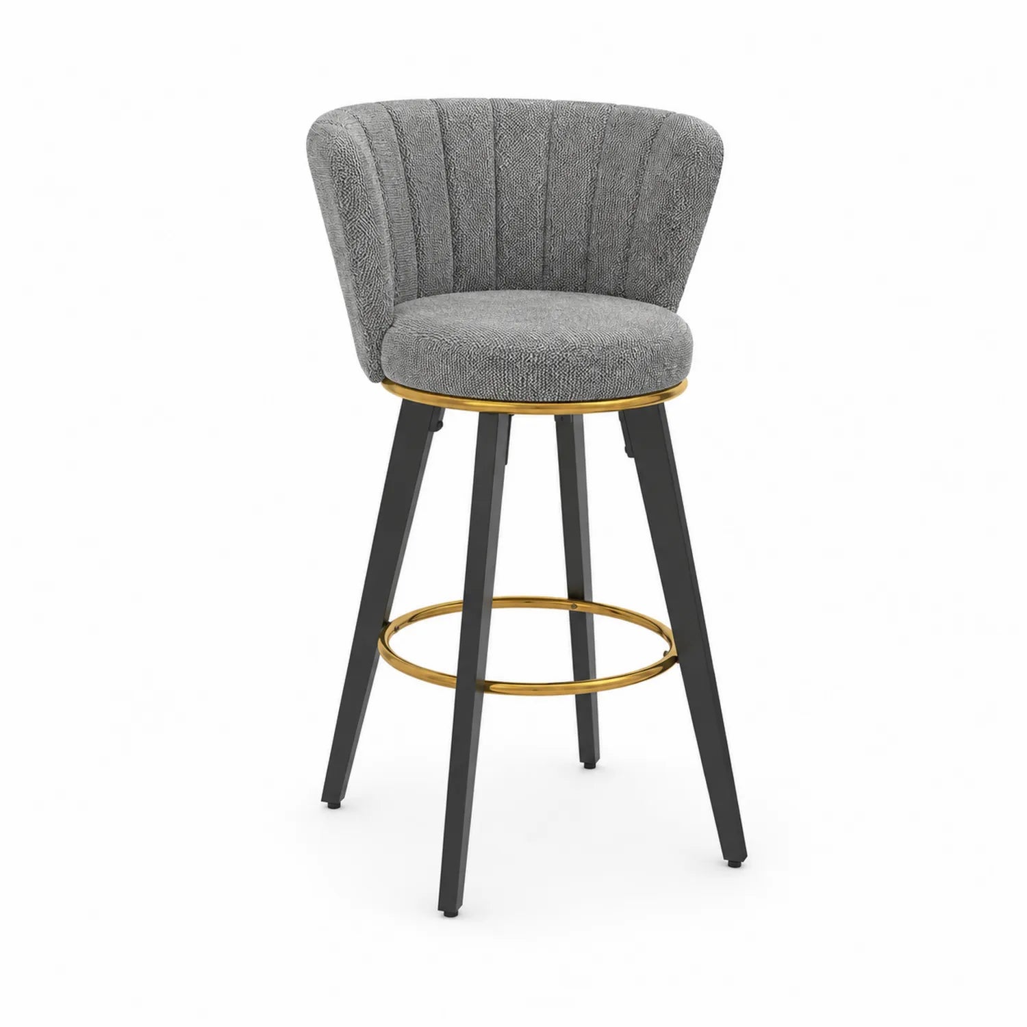 Barhocker Grau Stoff Metall