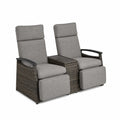 Garten-Rattansessel-Set mit Kissen, Kunststoffgeflecht, Grau
