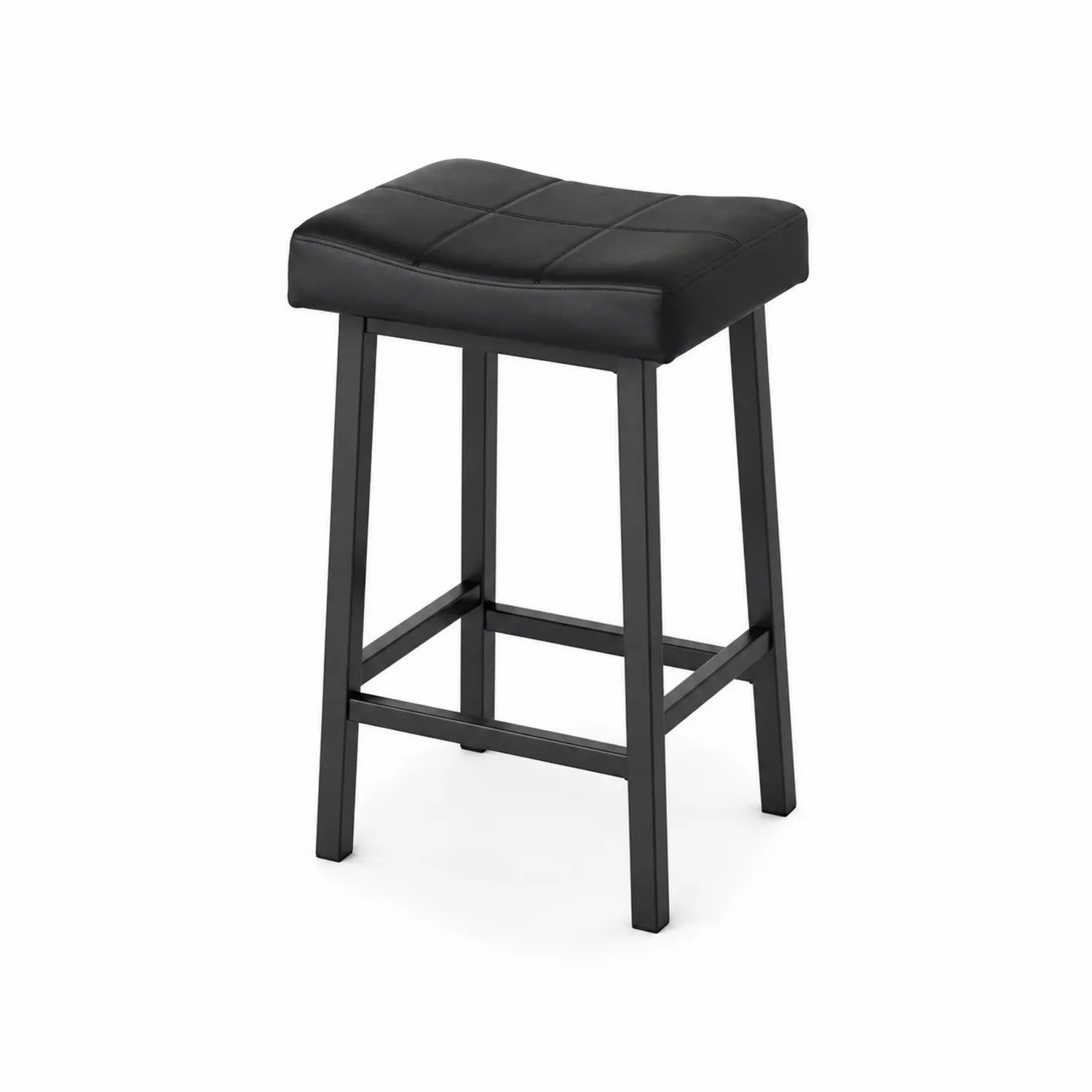 Barhocker mit rechteckigem Kunstledersitz und Metallrahmen 75cm Schwarz