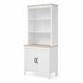 Weißes Sideboard mit 2-türigem Aufsatz aus MDF und Kiefernholz