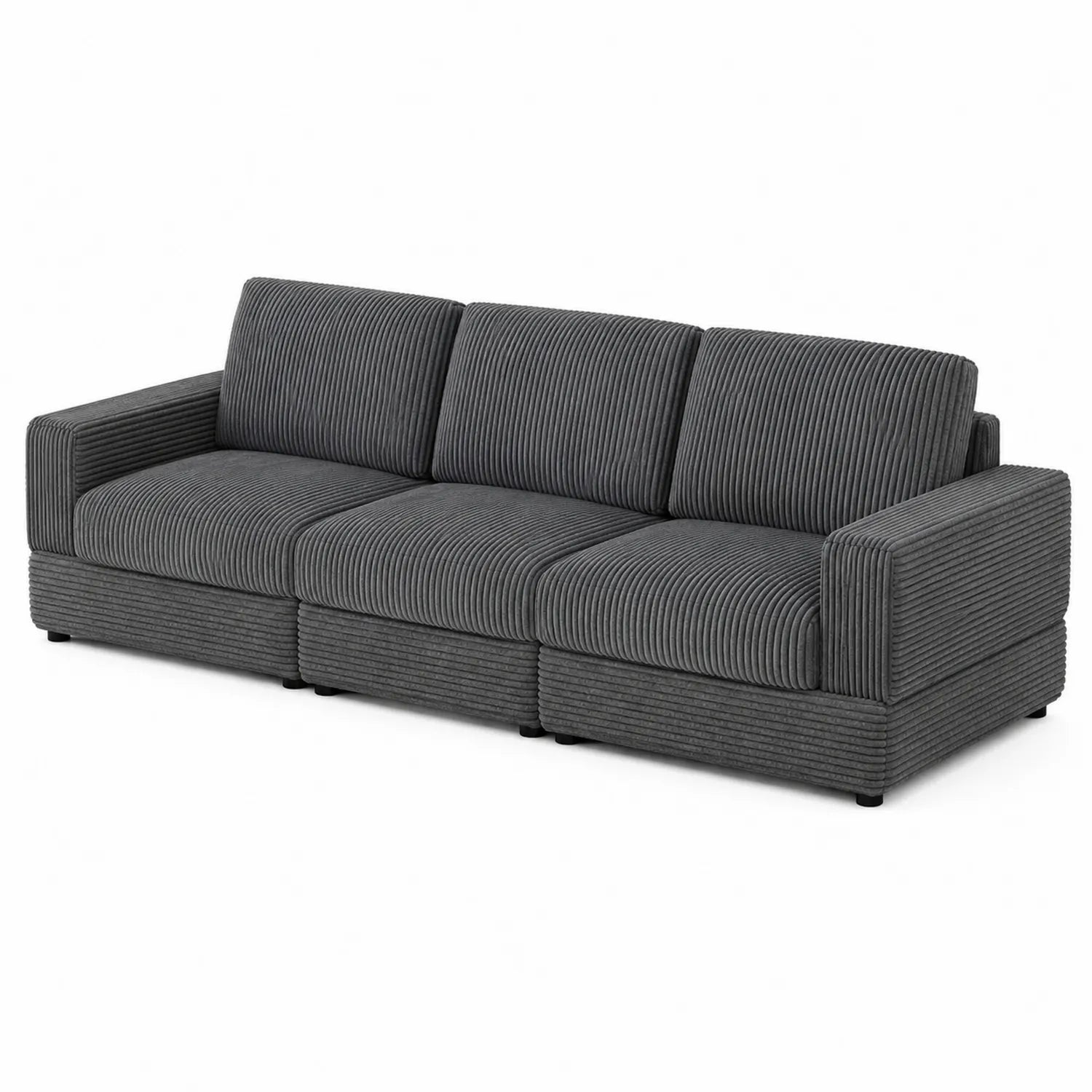 3-Sitzer Sofa Cordstoff Grau