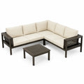 Ecksofa-Set Aluminium Polyester Beige 5-Sitzer