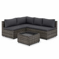Gartenset Ecksofa aus Polyrattan mit Couchtisch Dunkelgrau