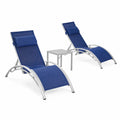 Gartenliege Set Aluminium Textilene Blau 3-teilig