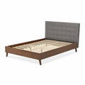 Doppelbett aus Holz mit gepolstertem Kopfteil 200x160 cm Grau/Braun