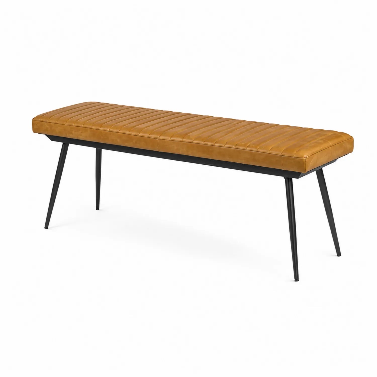 Bank aus Kunstleder und Metall 120 cm Senfgelb