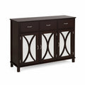 Sideboard mit Glasakzenten aus MDF Dunkelbraun 3 Schubladen 4 Türen