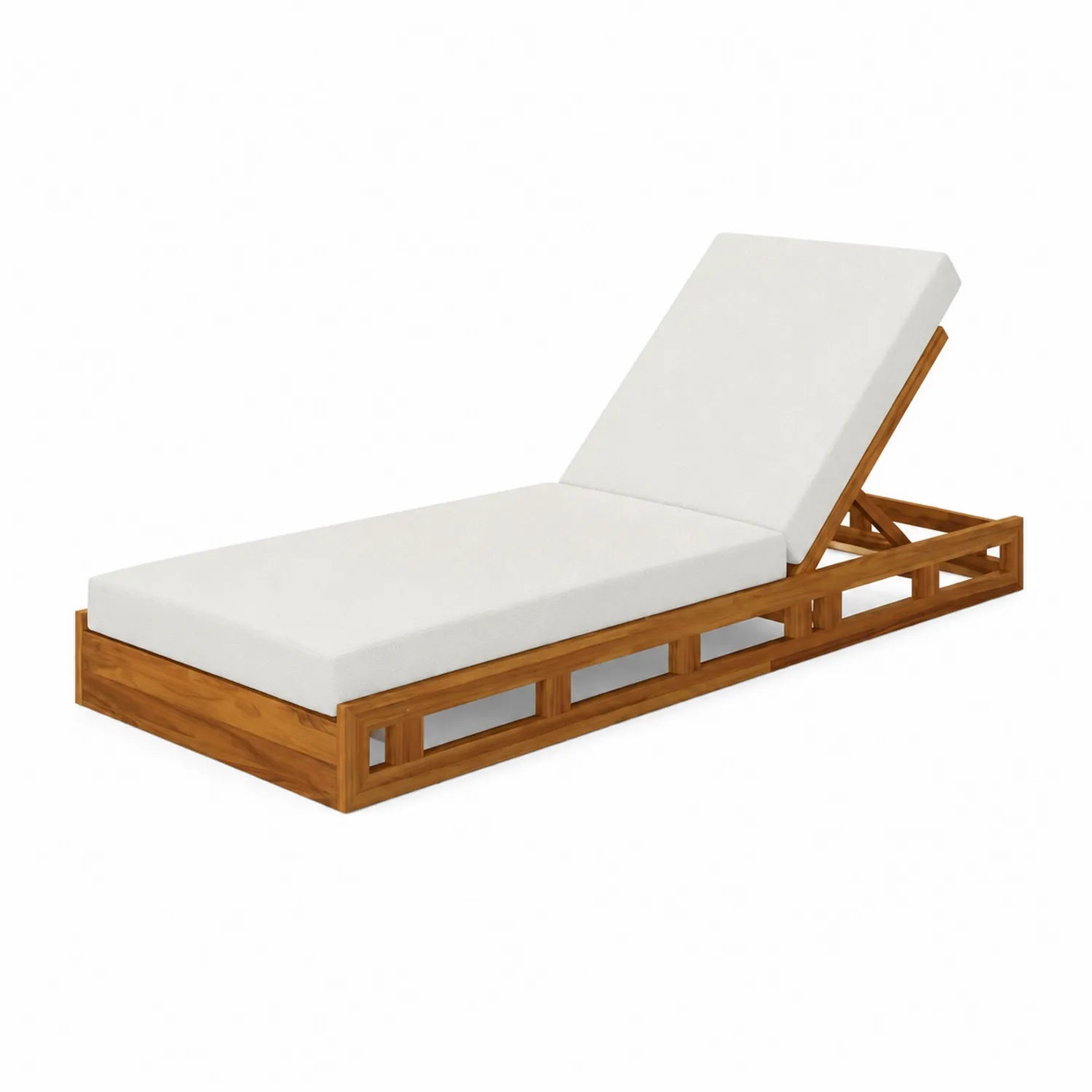 Sonnenliege Teakholz 200x65cm Weiß