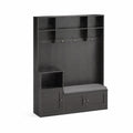 Garderobenbank mit Haken und Stauraum aus Spanplatte Dunkelgrau 200x150x40cm