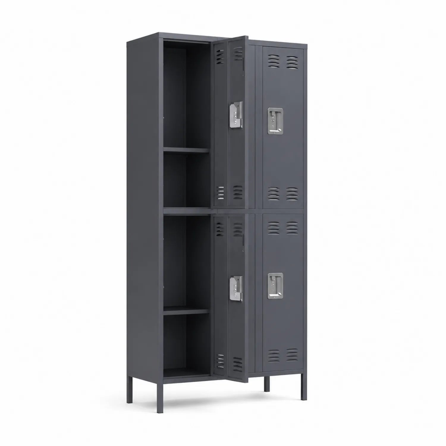 Stahlschrank mit 4 Fächern Dunkelgrau