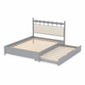 Kinderbett mit Ausziehbett aus Holz und Metall Grau/Beige 200x90 cm