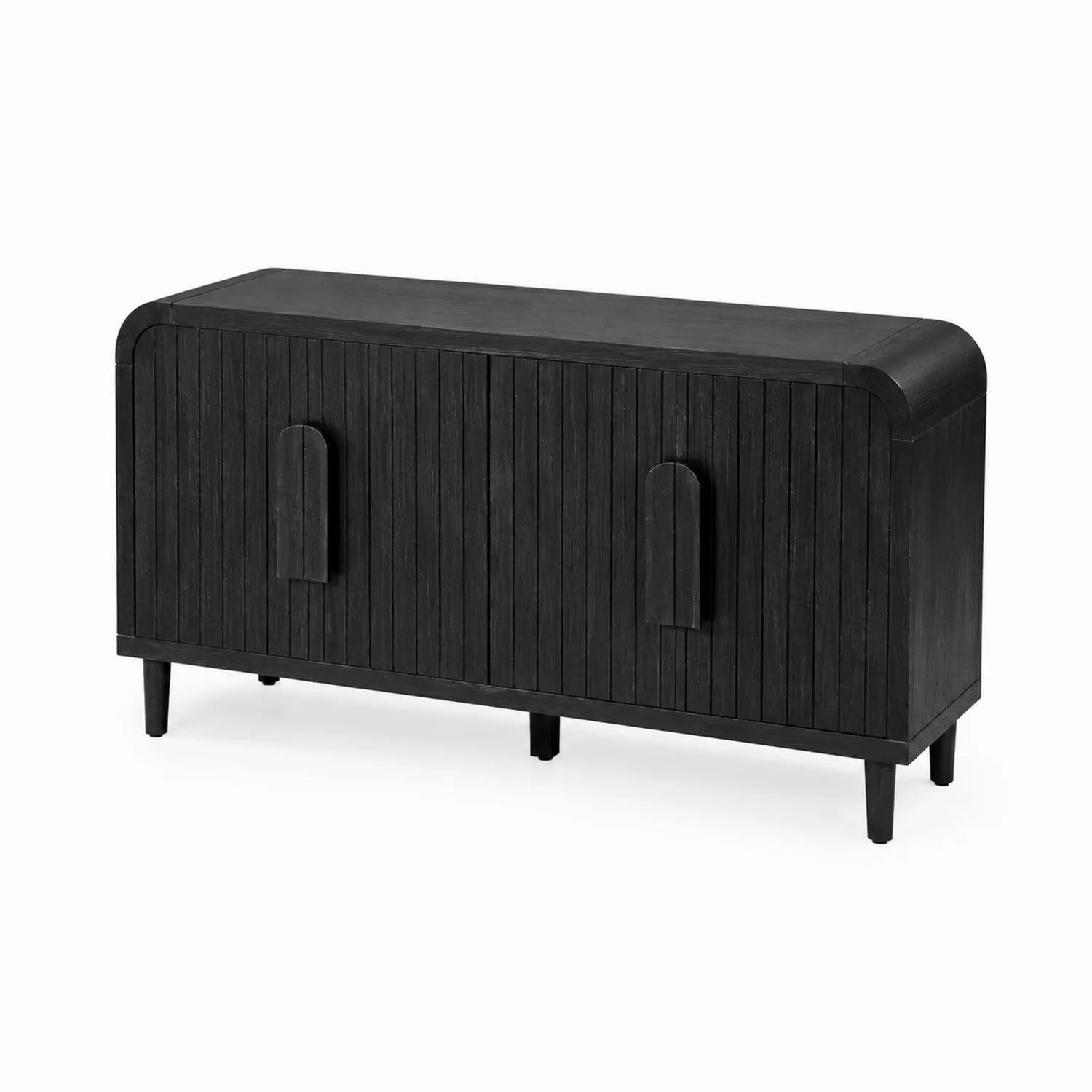 Sideboard aus Eicheholz Schwarz 140x40x80 cm