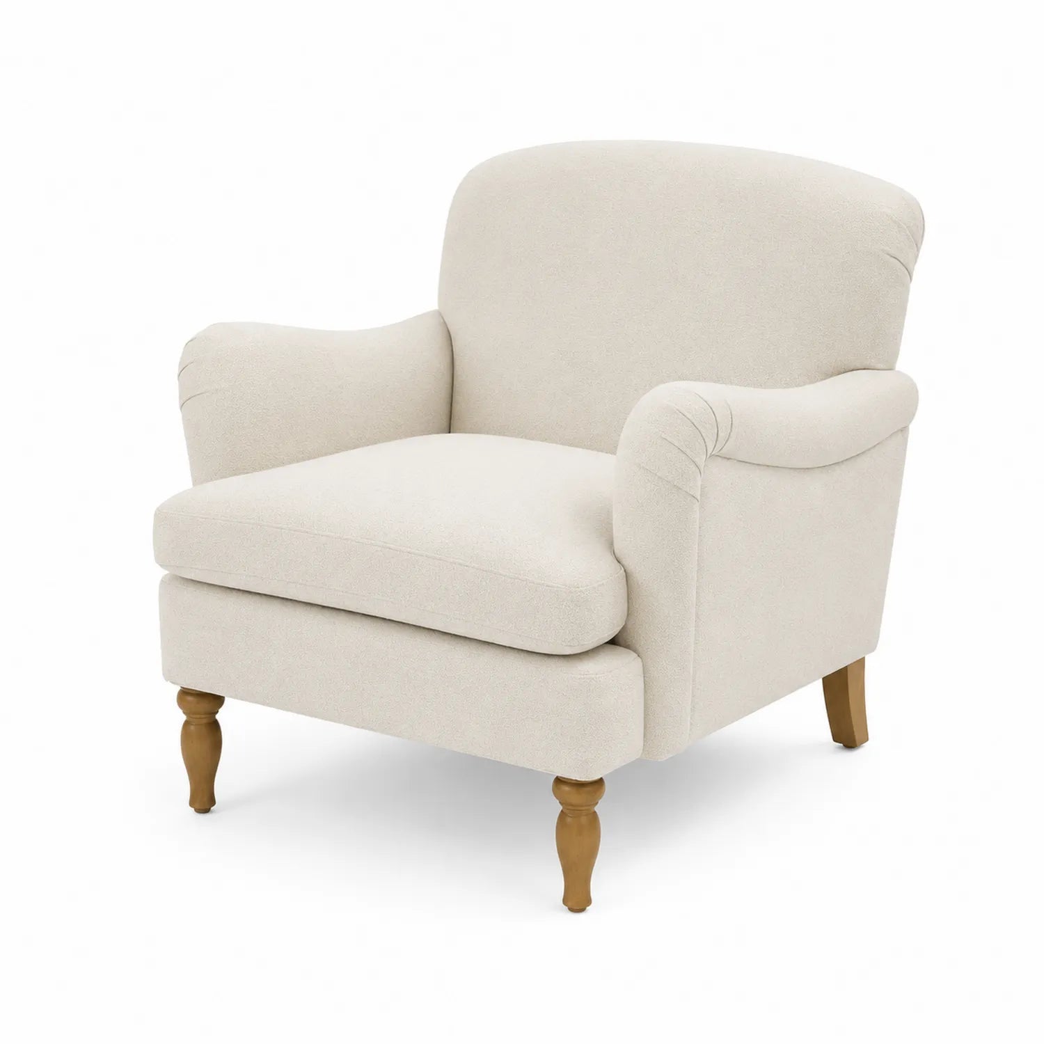 Sessel Stoff Beige Holzbeine