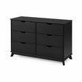 Schwarze MDF-Kommode mit 6 Schubladen 120 cm