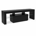 TV-Möbel-Set Glas MDF Schwarz 143cm