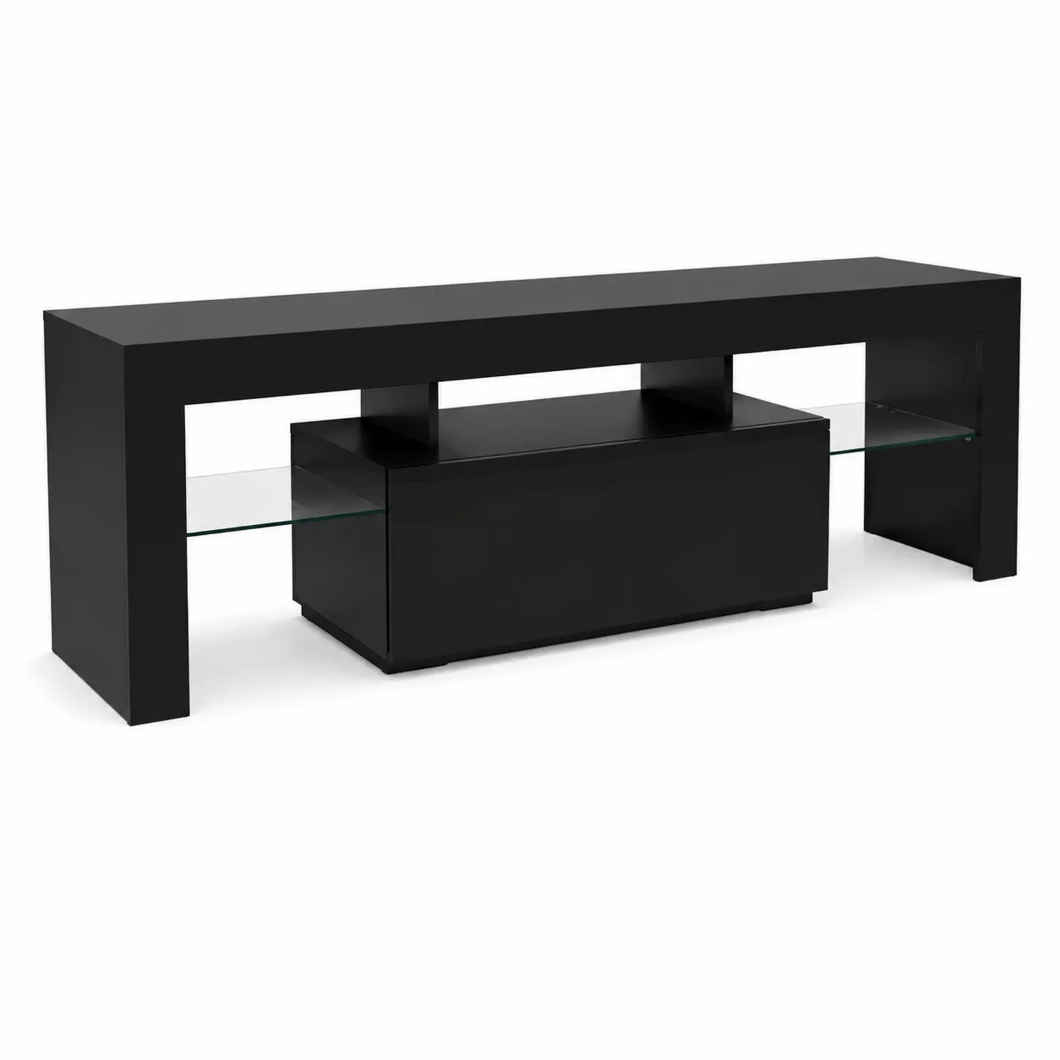 TV-Möbel-Set Glas MDF Schwarz 143cm