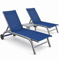 2-teiliges Sonnenliegen-Set mit Aluminiumrahmen und Textilene in Blau