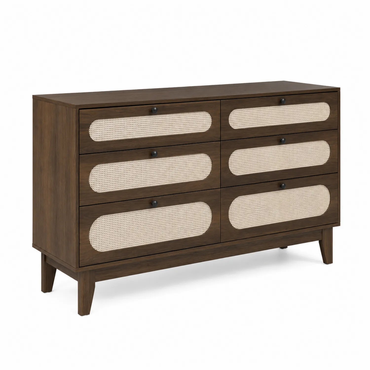 Holzkommode mit Rattan-Schubladen Braun/Beige 120x40x85 cm