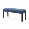 Bank Rechteckig 120 cm Leinenstoff Blau Holzbeine