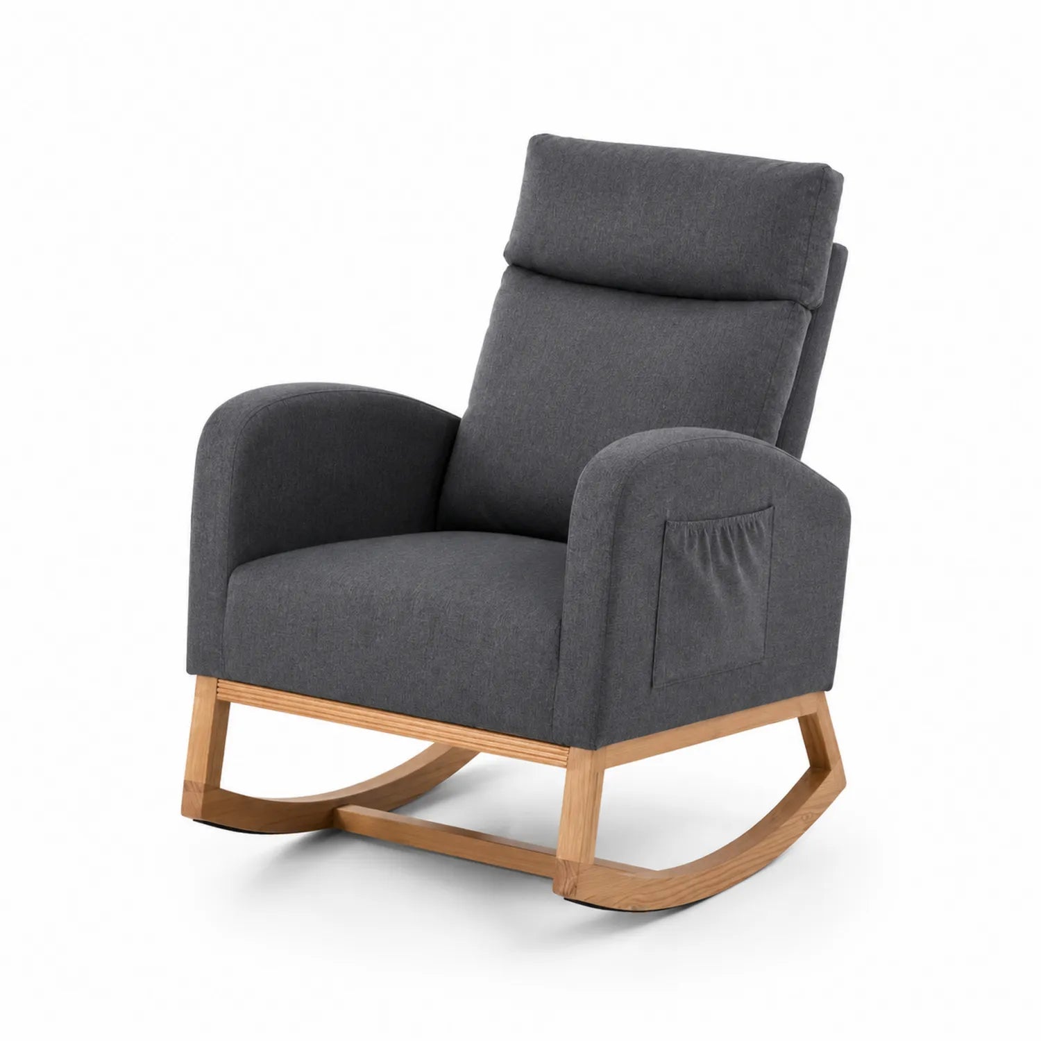 Schaukelstuhl aus Polyester Dunkelgrau mit Holzrahmen