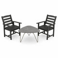 Gartenmöbel-Set 2 Stühle mit Tisch Akazienholz Faserzement Schwarz/Grau