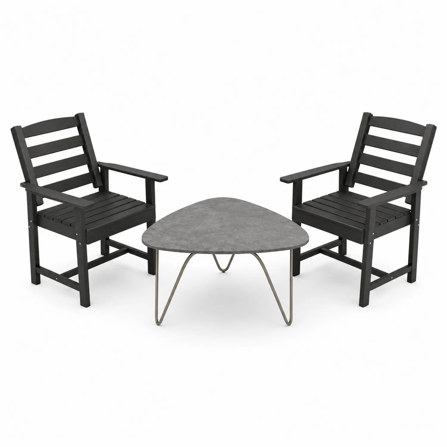 Gartenmöbel-Set 2 Stühle mit Tisch Akazienholz Faserzement Schwarz/Grau