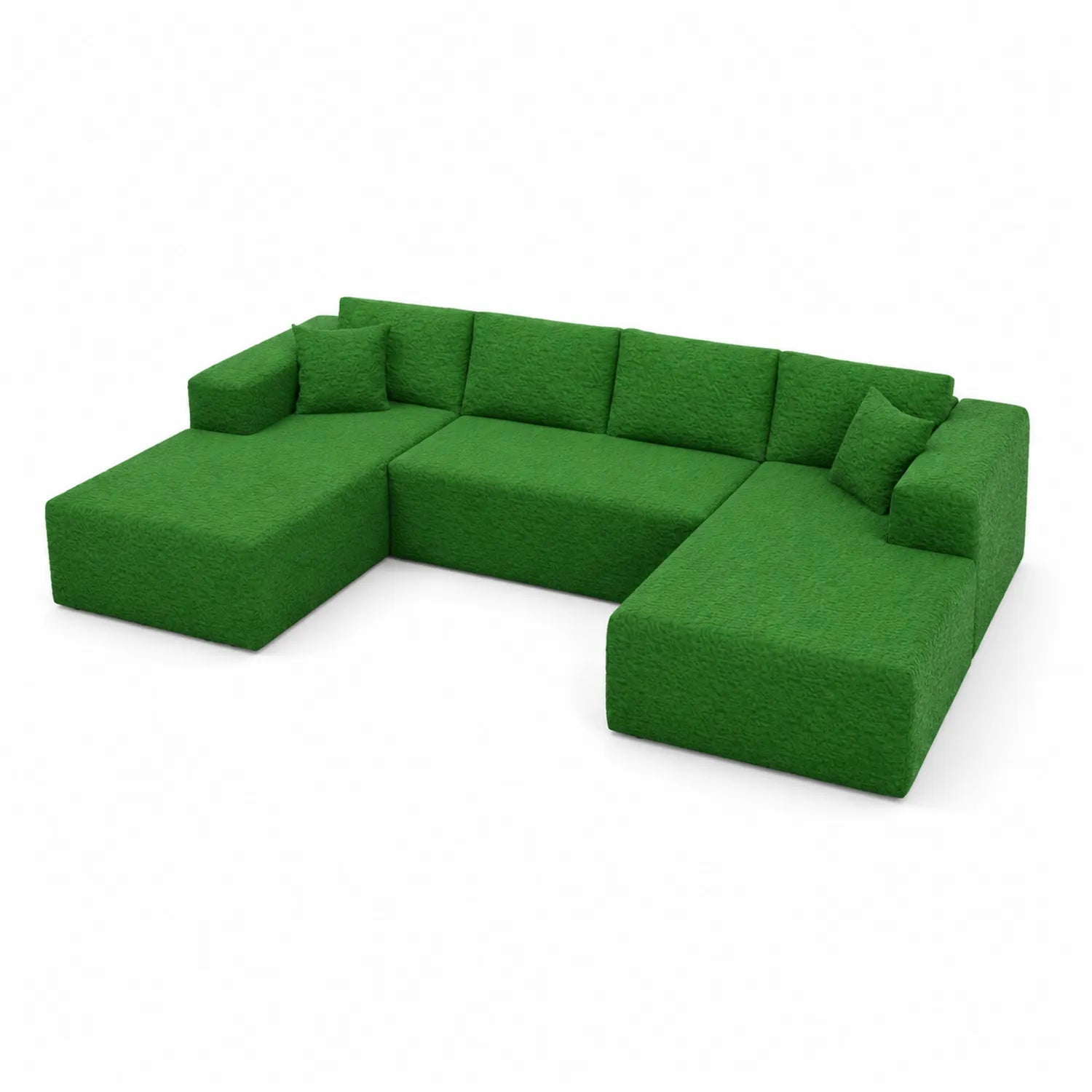 Ecksofa L-förmig 5-Sitzer Polyester Grün 300x250x85cm