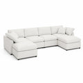 Modulares Ecksofa Stoff Weiß L-förmig