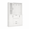 Garderobenschrank aus MDF mit 4 Haken und 3 Schubladen in Weiß 200x120x40 cm
