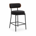 Barhocker mit Wollstoff und Metallrahmen Schwarz