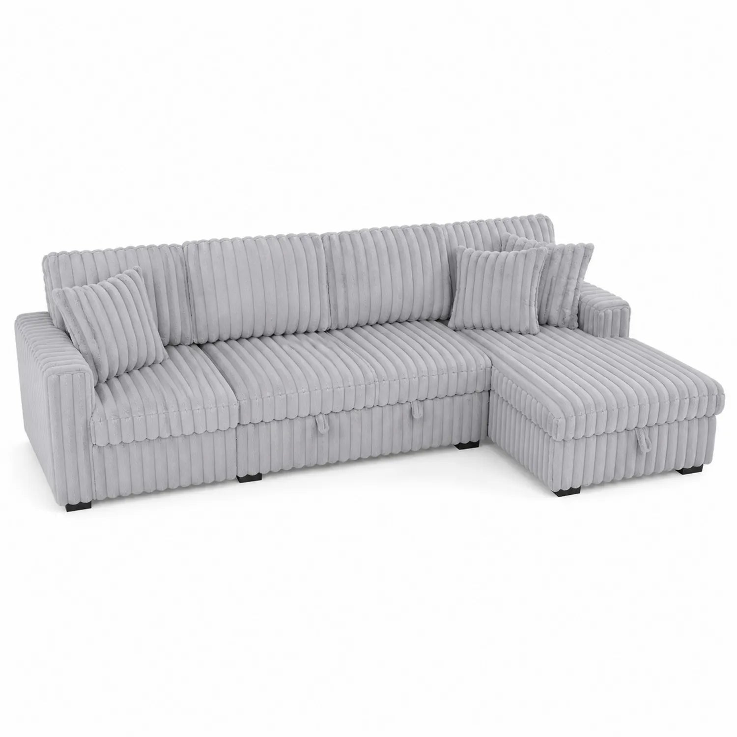 Ecksofa mit Samtbezug und Stauraum Grau