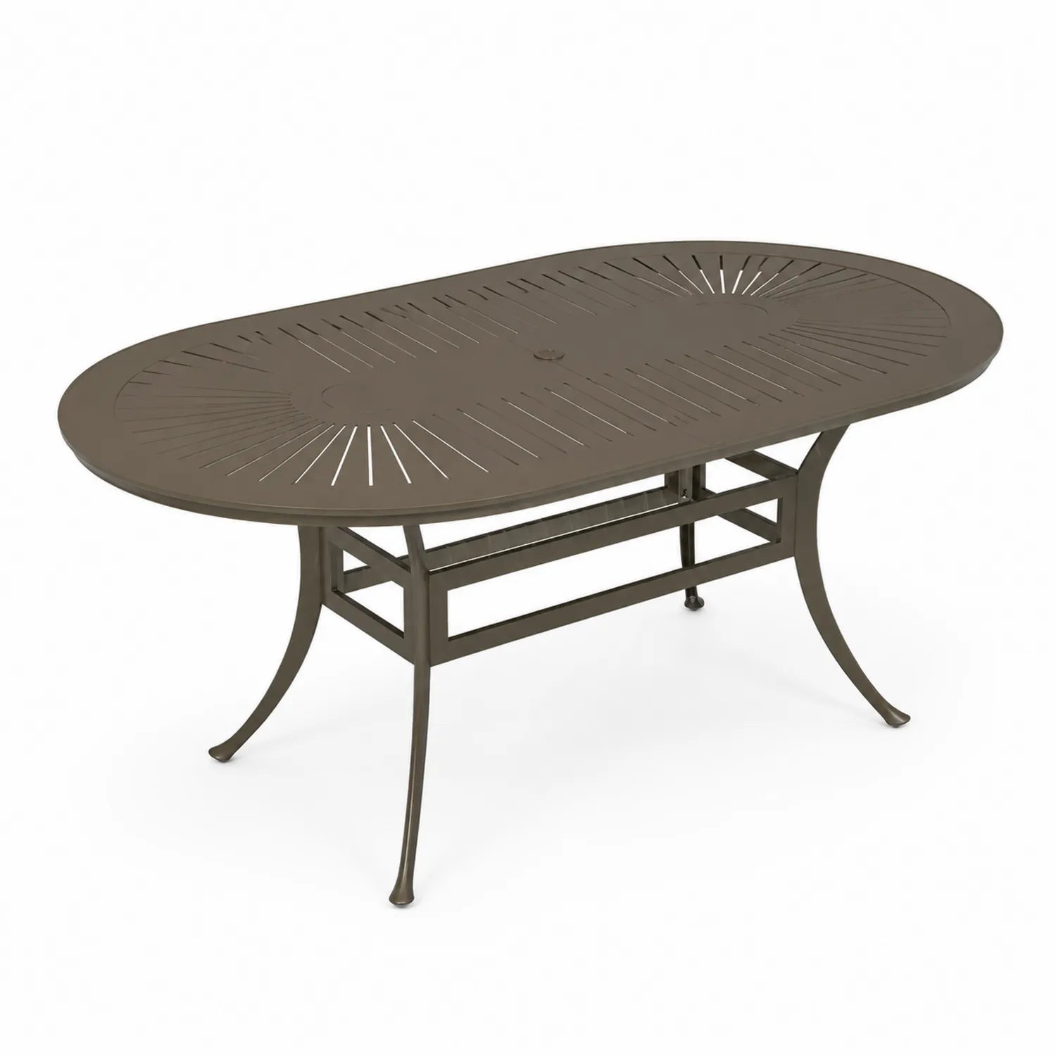 Ovaler Metall-Outdoor-Esstisch 180x100 cm Braun