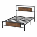 Metallbett mit Holzpaneelen Schwarz/Braun 140x200 cm