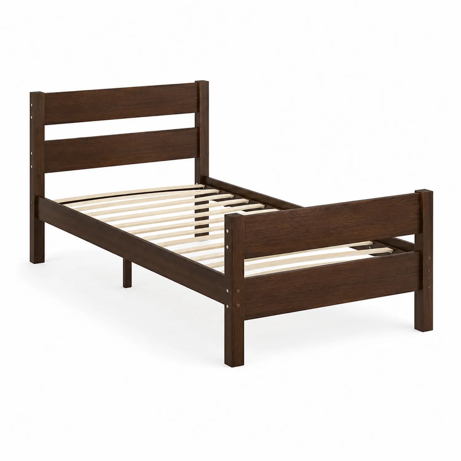 Einzelbett Massivholz Dunkelbraun 200x90 cm