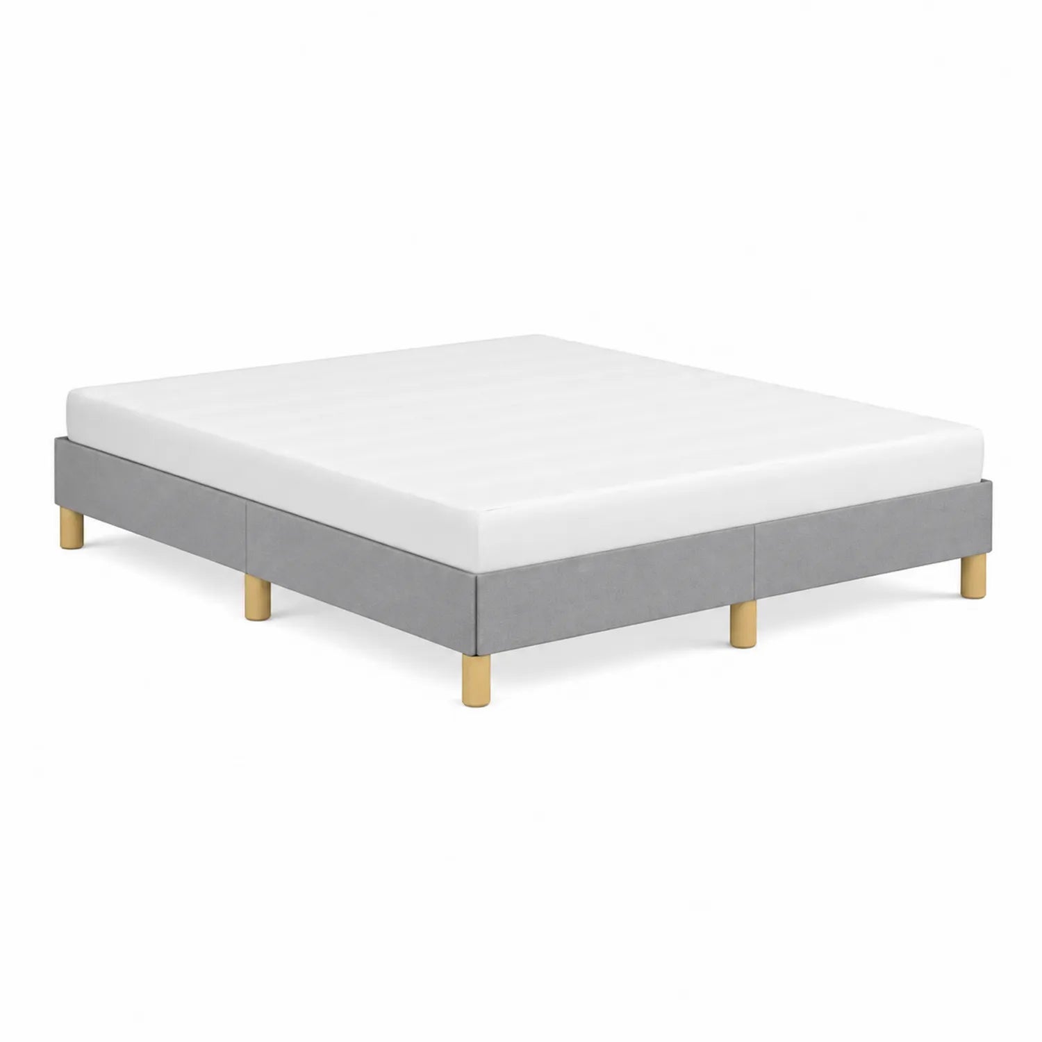 Bettgestell 180x200 cm Polyester Grau mit Holzfüßen