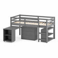 Kinder Hochbett mit Schreibtisch und Stauraum, Holz, Grau