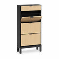Schuhschrank aus MDF mit Klappfächern Schwarz/Natur